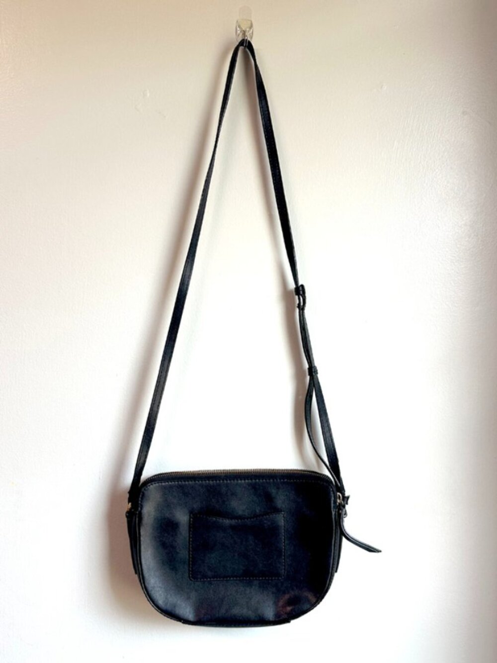 Banana Republic Black Split Leather Multi-Zip Crossbody Bag